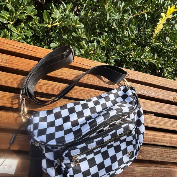 Luxury Checkered Crossbody Bag,Spacious Bum Bags for Women Nylon Crossbody Fanny Pack