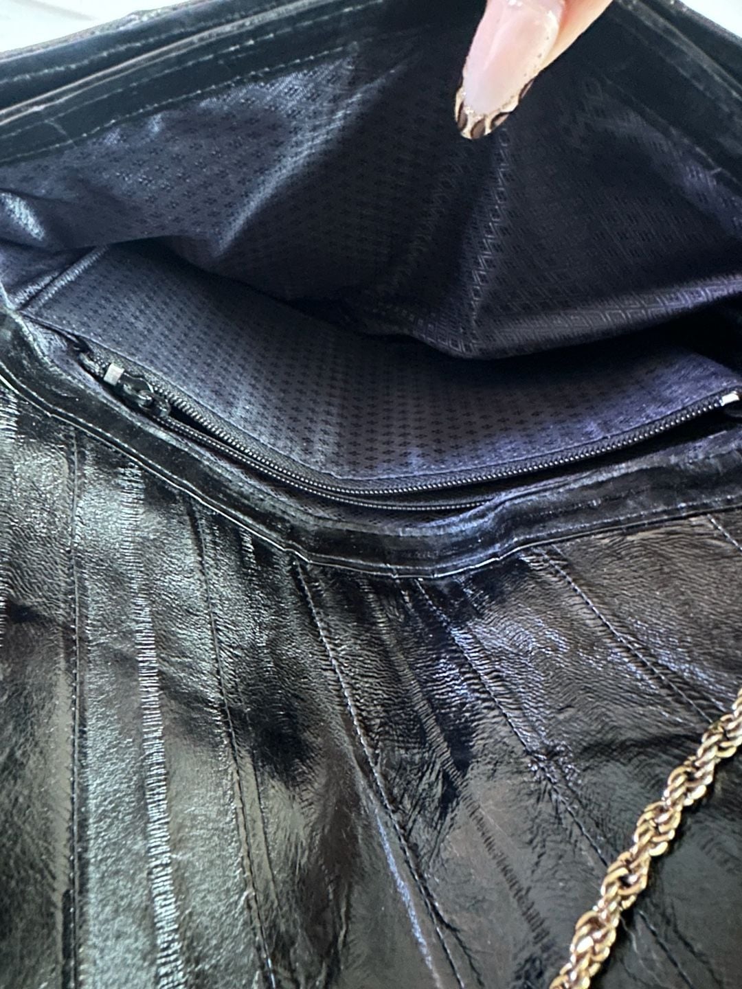 Leather Of The Sea Eel Skin Convertible Clutch Black Shoulder Bag 7