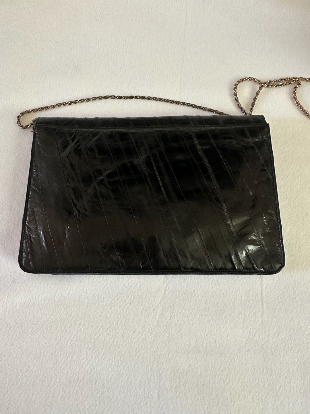 Leather Of The Sea Eel Skin Convertible Clutch Black Shoulder Bag 8