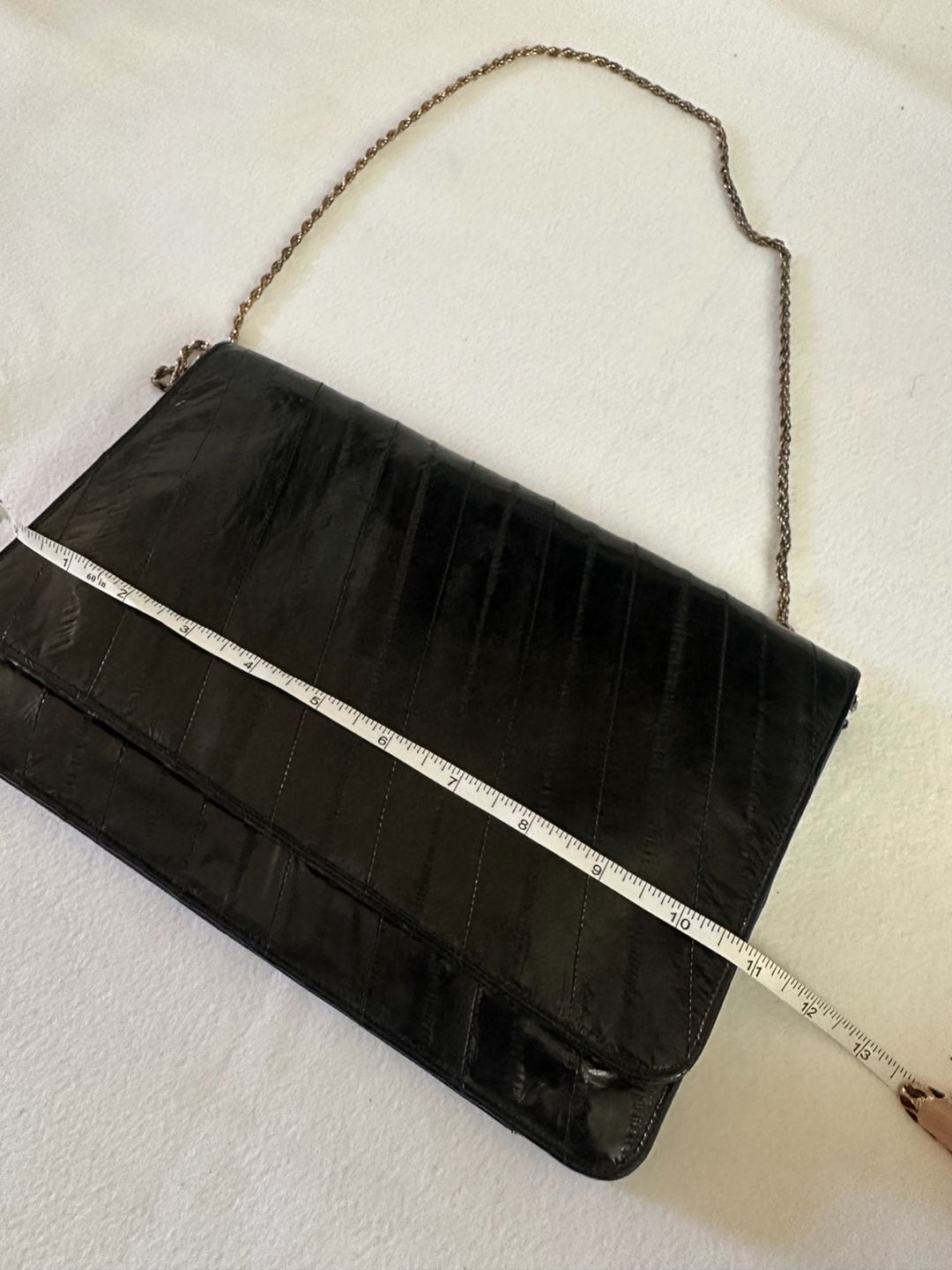 Leather Of The Sea Eel Skin Convertible Clutch Black Shoulder Bag 10
