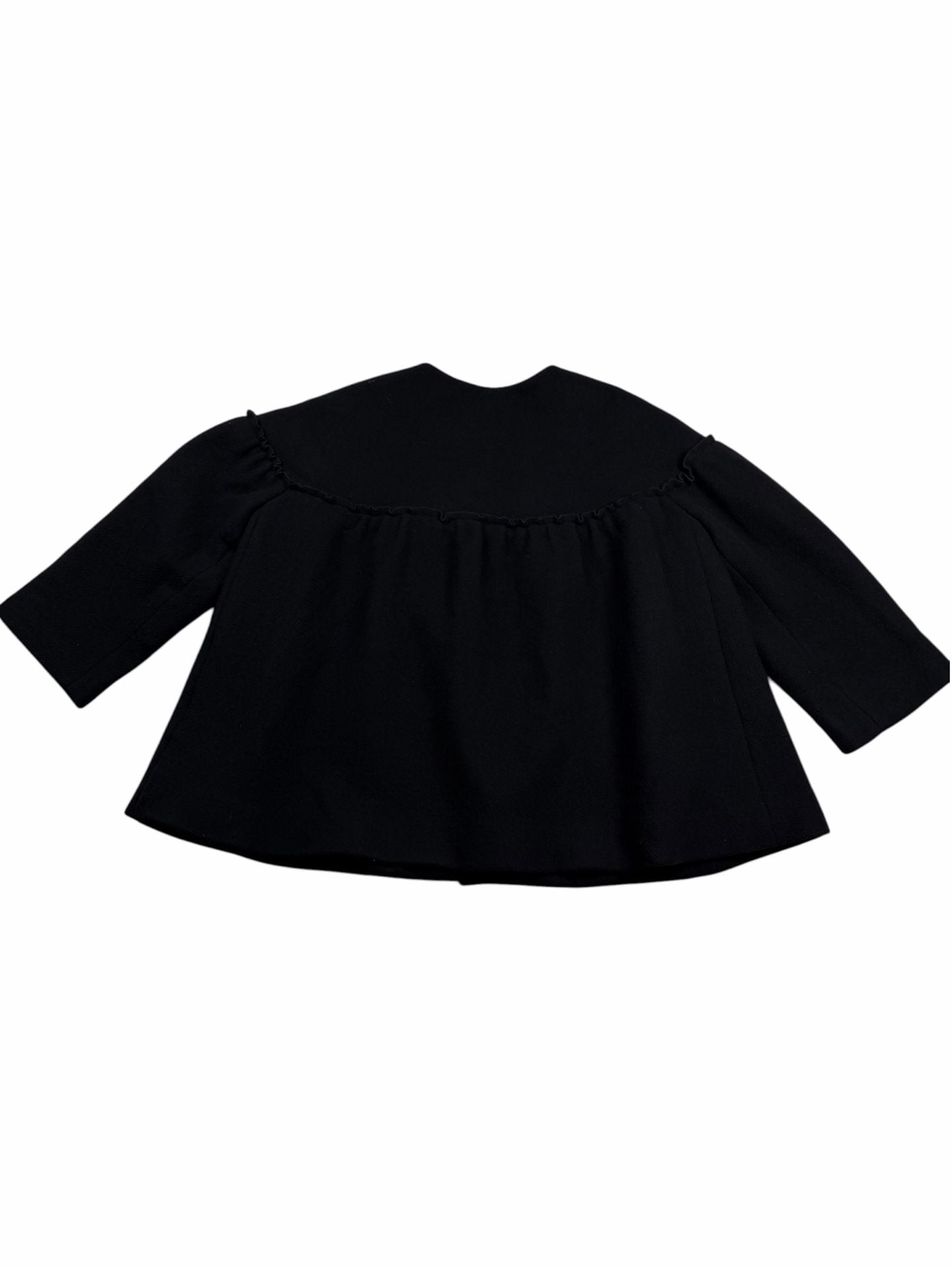 Chloe Wool Swing Coat Womens FR 34 Black Oversized Ruffle Babydoll Jacket 3