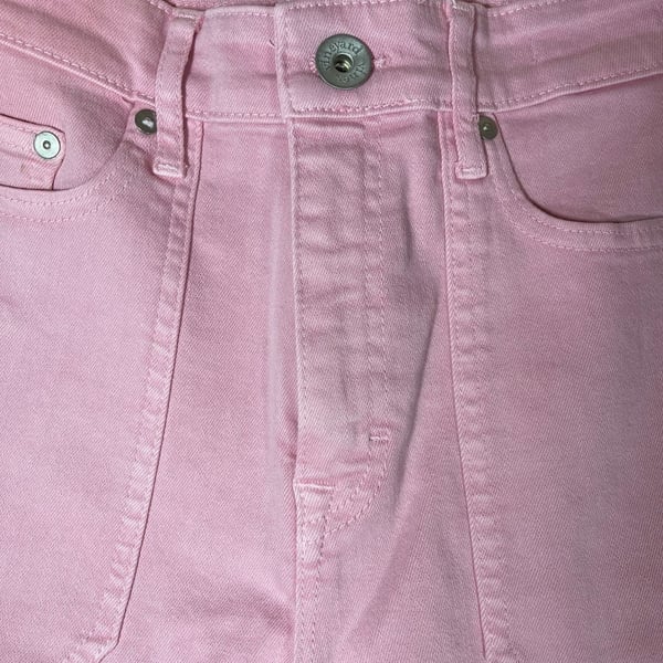 vineyard vines High Rise Straight Crop Pink Denim Jeans Raw Hem