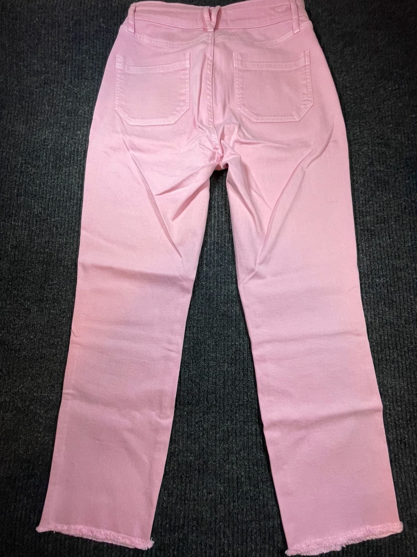 vineyard vines High Rise Straight Crop Pink Denim Jeans Raw Hem 10