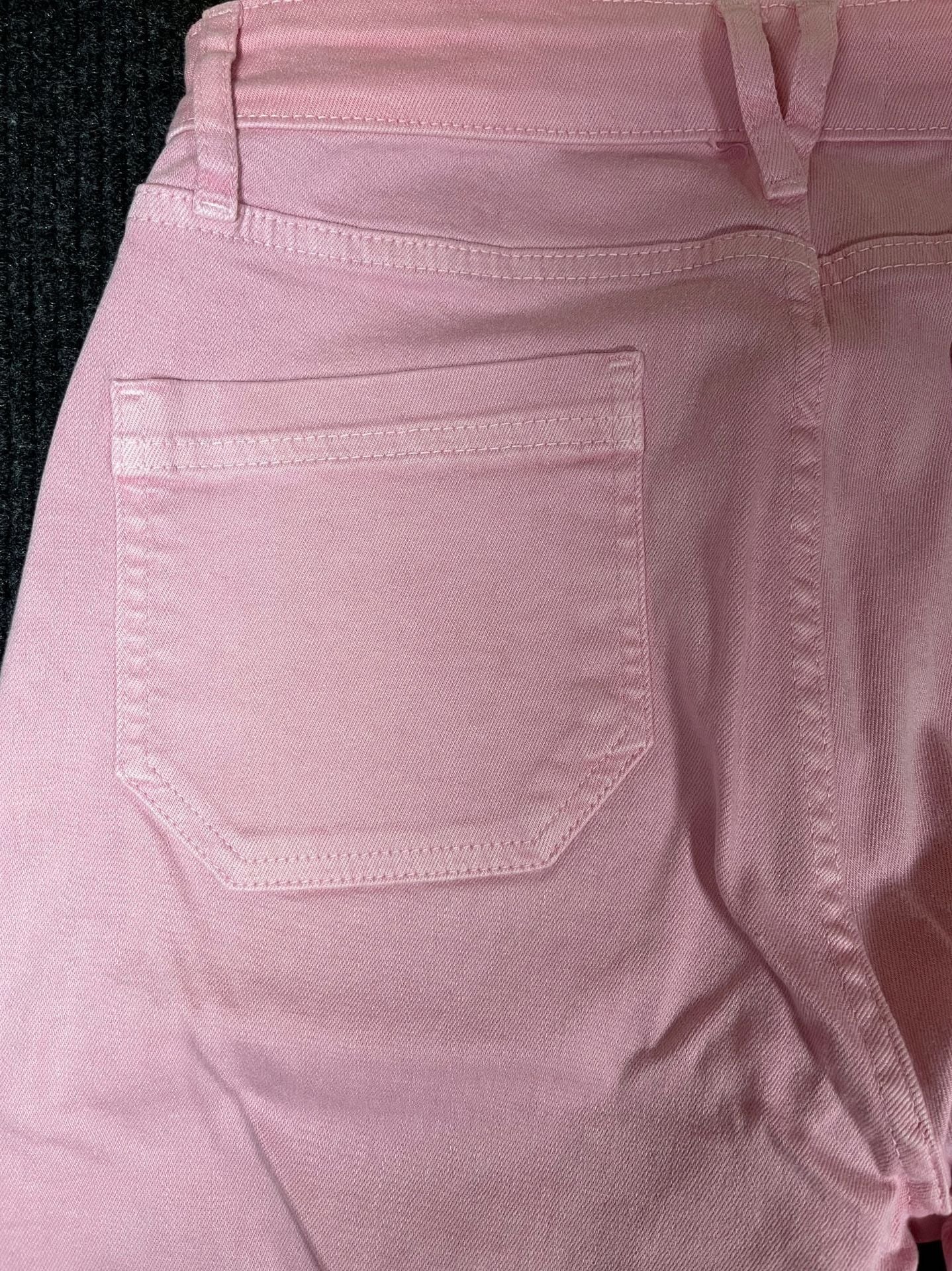 vineyard vines High Rise Straight Crop Pink Denim Jeans Raw Hem 8