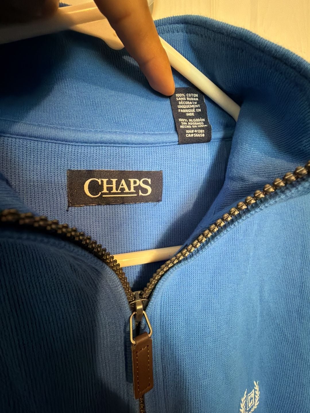 Chaps 1/4 Zip Pullover Sweater Size Small Blue 3