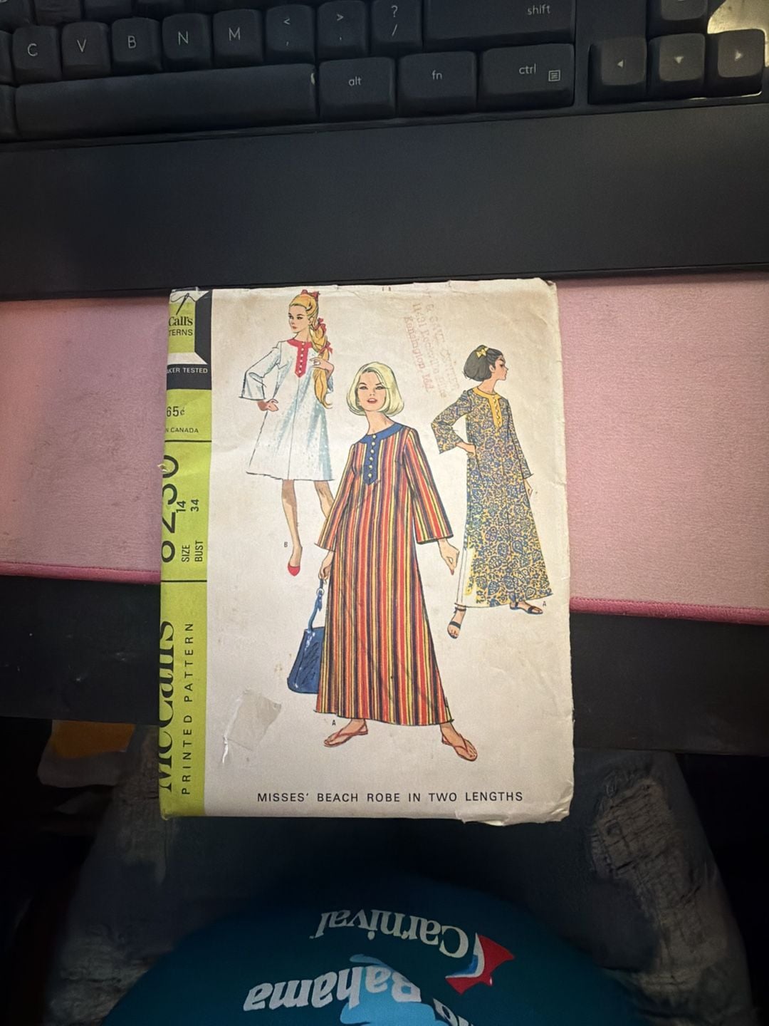 Mccall'S 8230 Beach Robe Size 14 Vintage Sewing Pattern 1