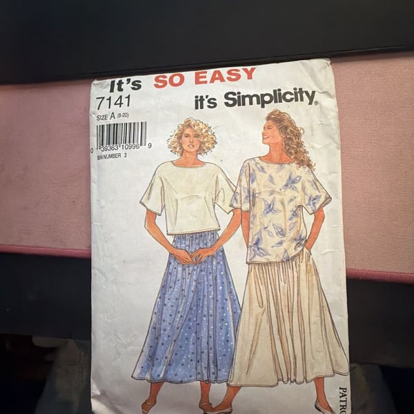 Simplicity Sewing Pattern 7141 Size A 8-20 Top And Skirt