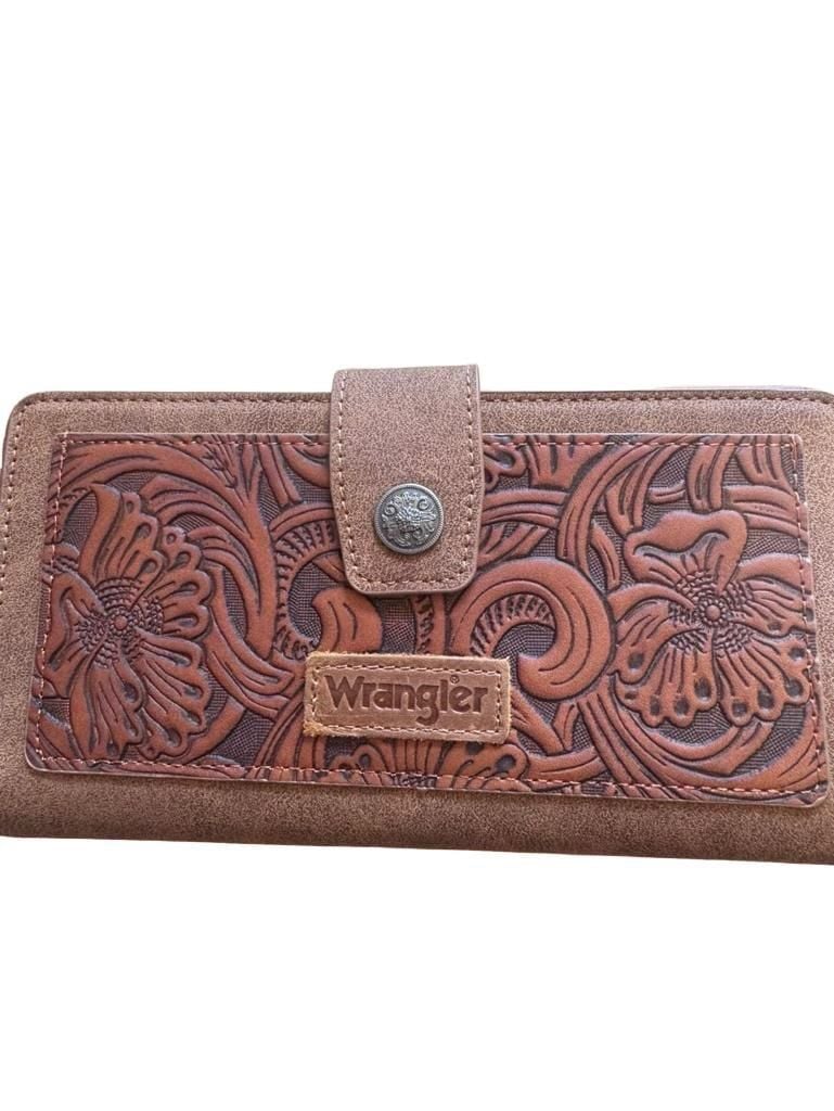 Wrangler Women’s Western Floral Wallet Brown Large Zip Around NWOT 2