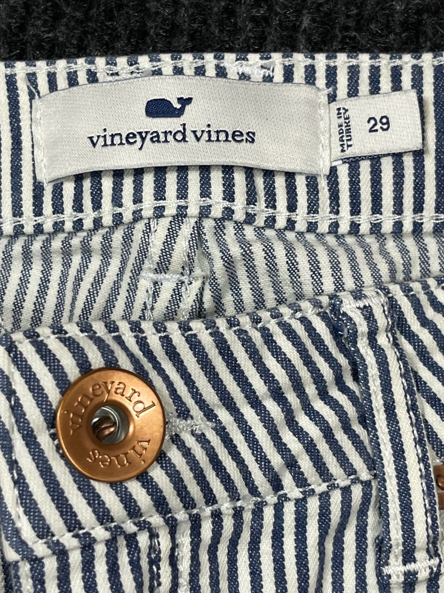 Vineyard Vines High Rise Kick Flare Size 29 Blue White Denim Pants 4