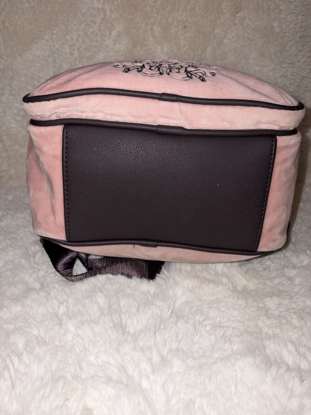 Juicy Couture Heritage Embroidered Velour Small Pink Backpack 7