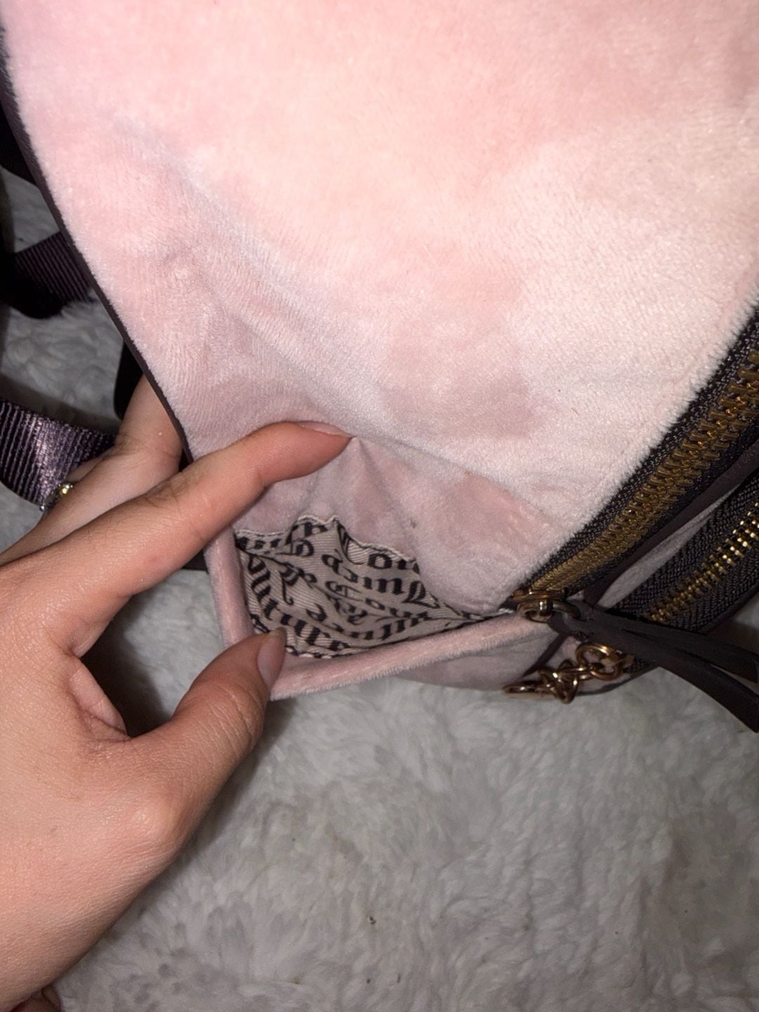 Juicy Couture Heritage Embroidered Velour Small Pink Backpack 8