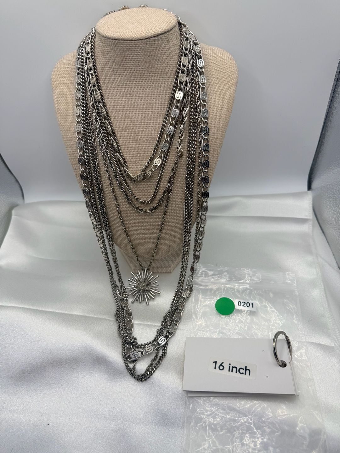 Monet Multi Strand Necklace Size 16 Inch Silver 2