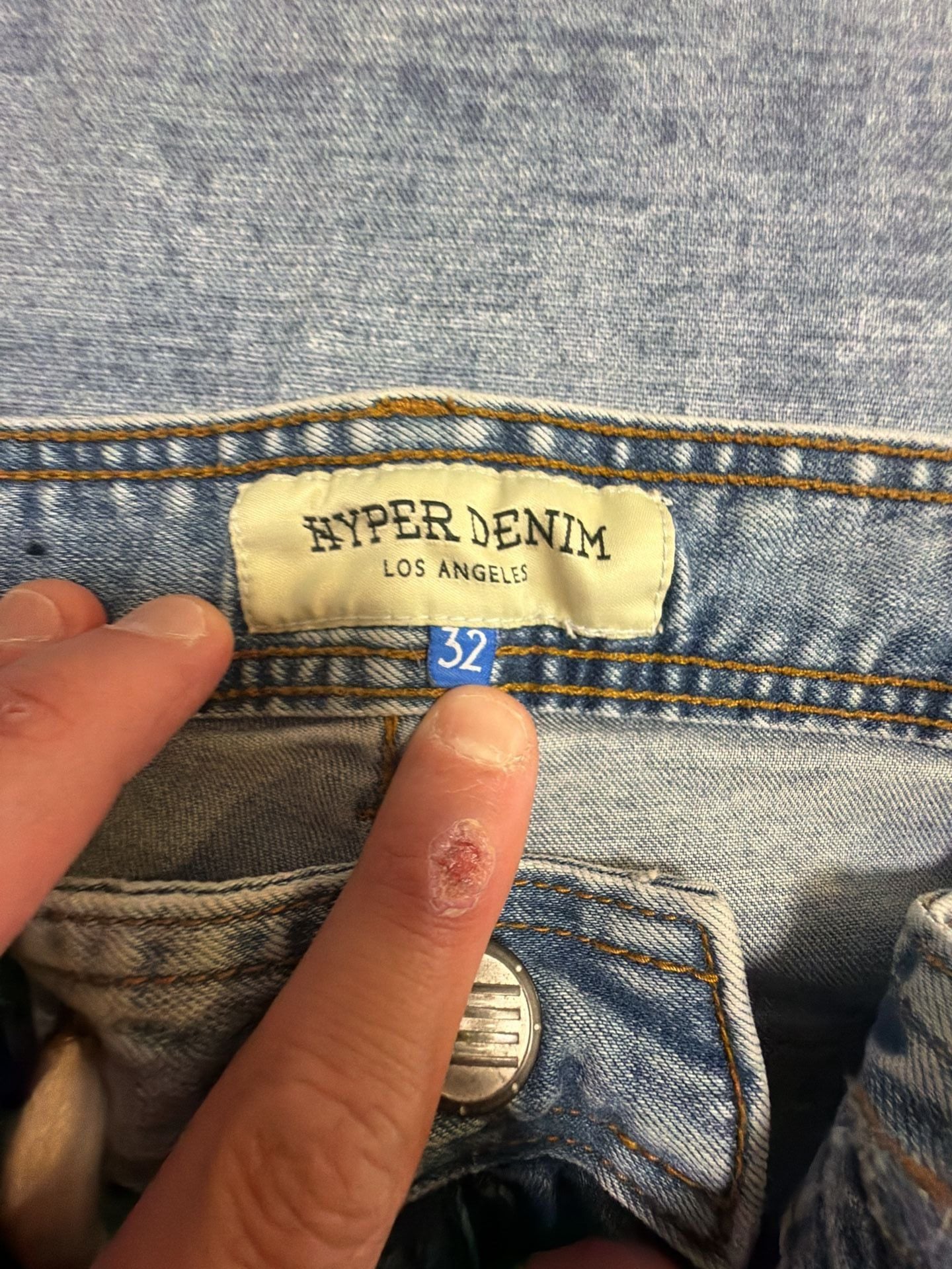 Hyper Denim Paint Splatter Ankle Zip Jeans Size 32 Light Blue 7