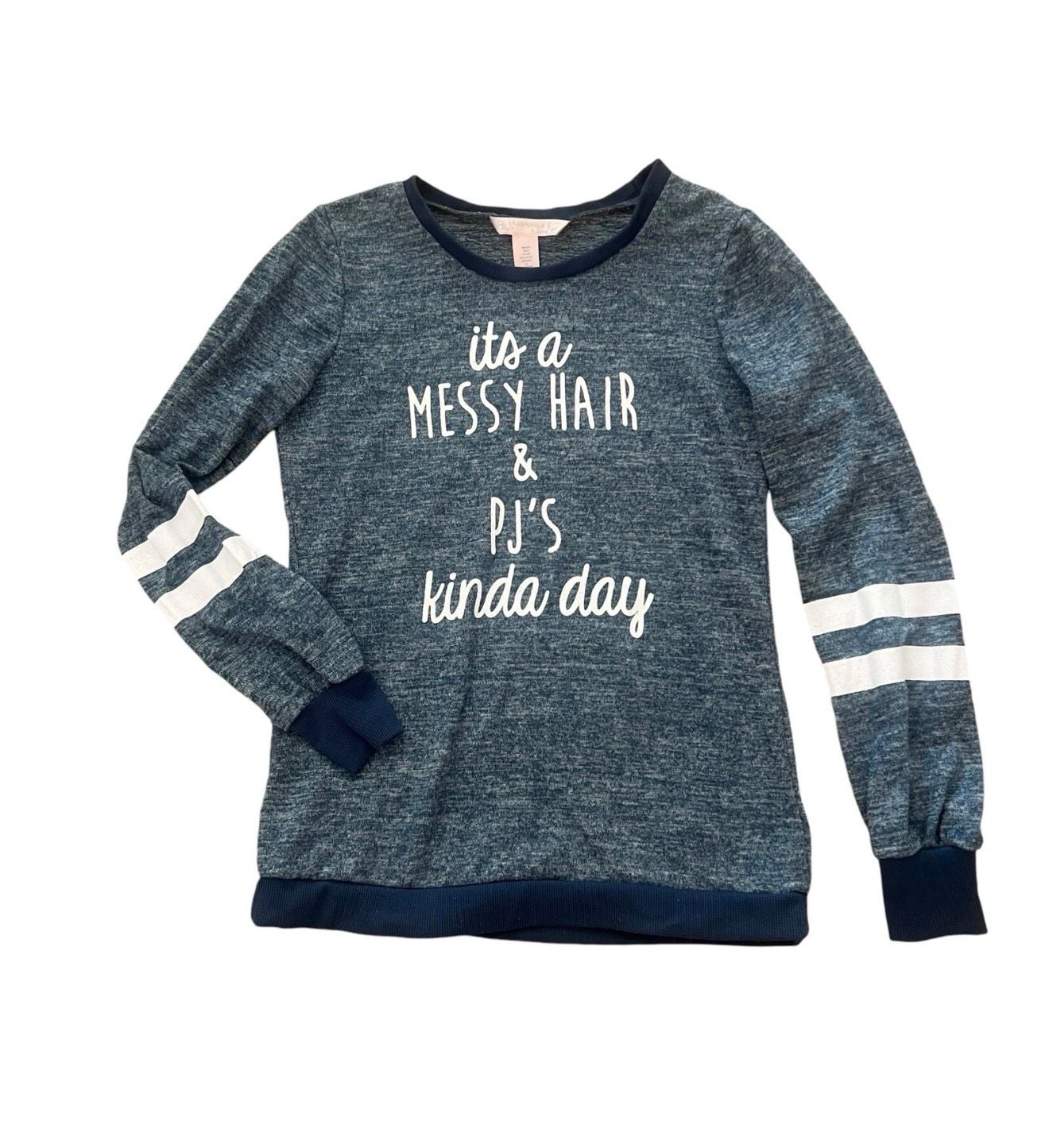 Harmony & Havoc Sweatshirt Size M Messy Hair & PJs Kinda Day Blue 2
