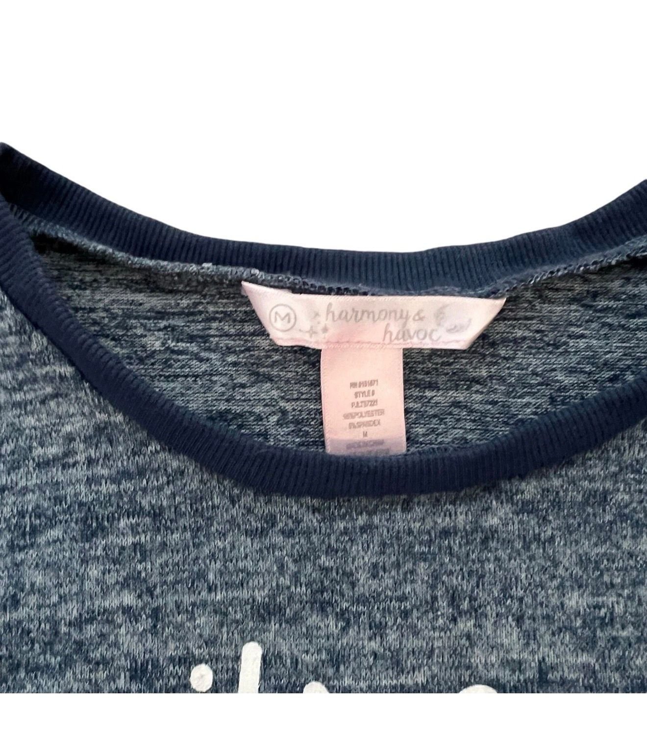 Harmony & Havoc Sweatshirt Size M Messy Hair & PJs Kinda Day Blue 4