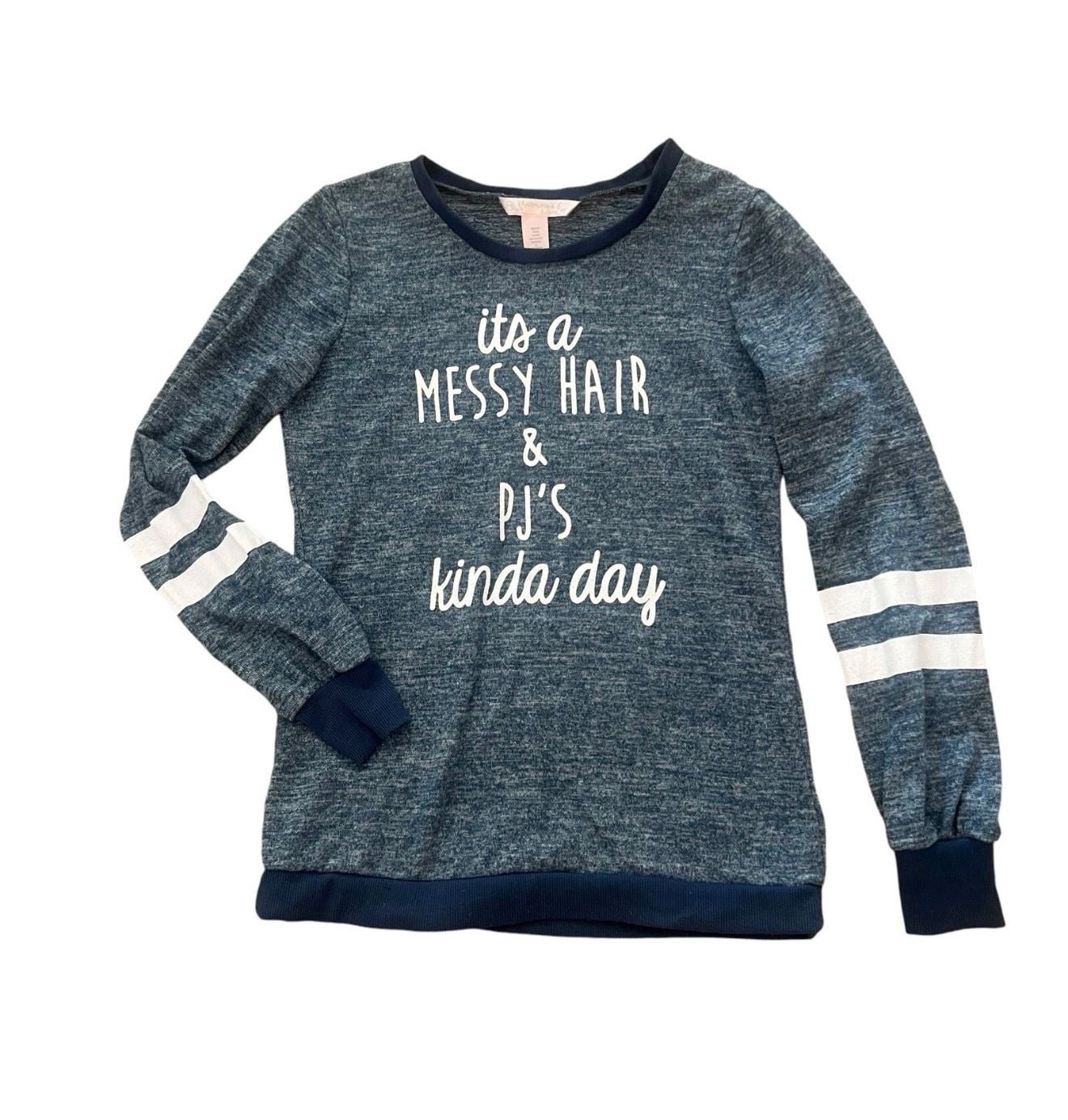 Harmony & Havoc Sweatshirt Size M Messy Hair & PJs Kinda Day Blue 5