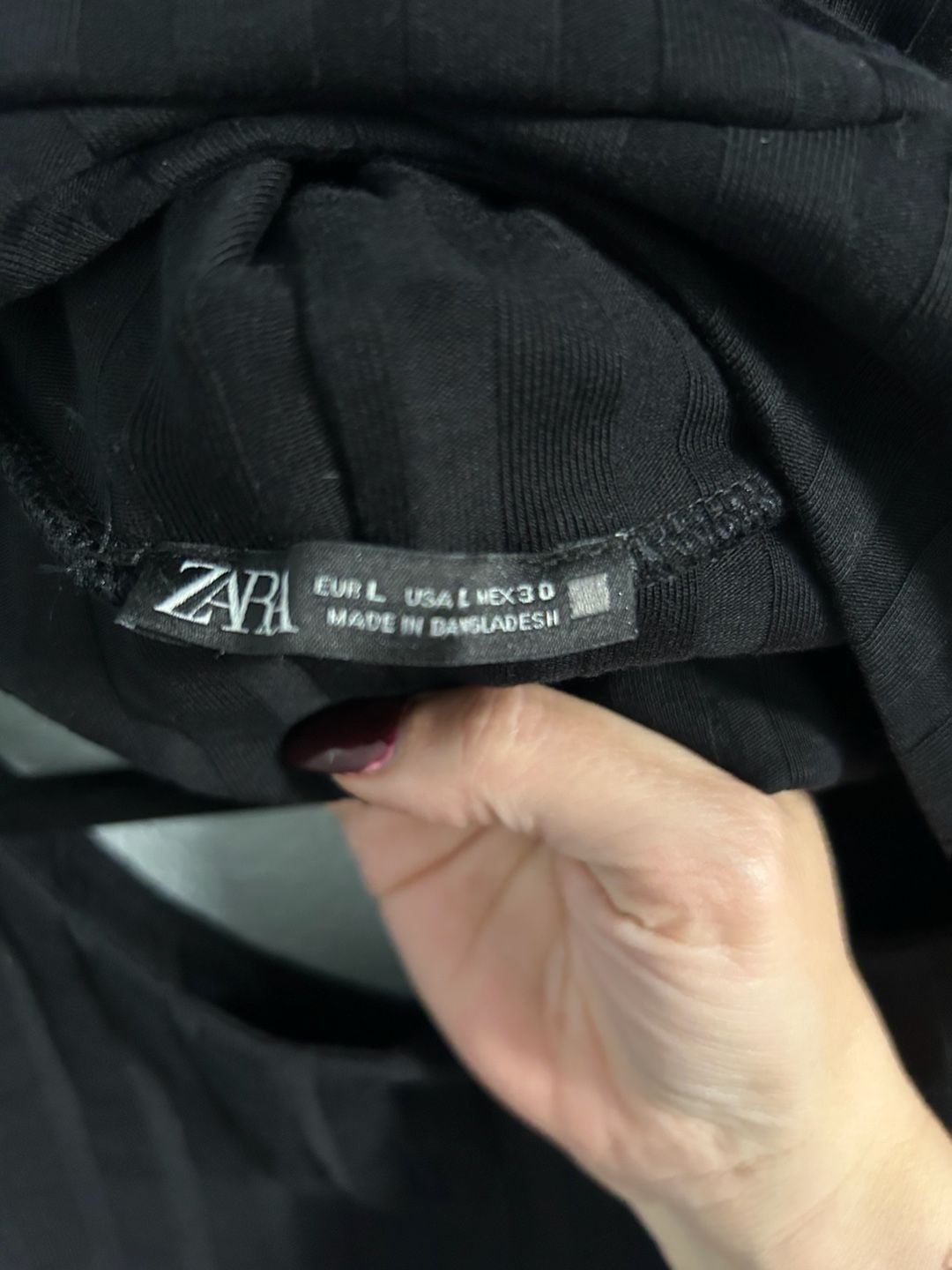 Zara Ribbed Turtleneck Cutout Top Size L Black 3