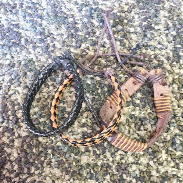 Leather Braided Bracelets Set Of Four