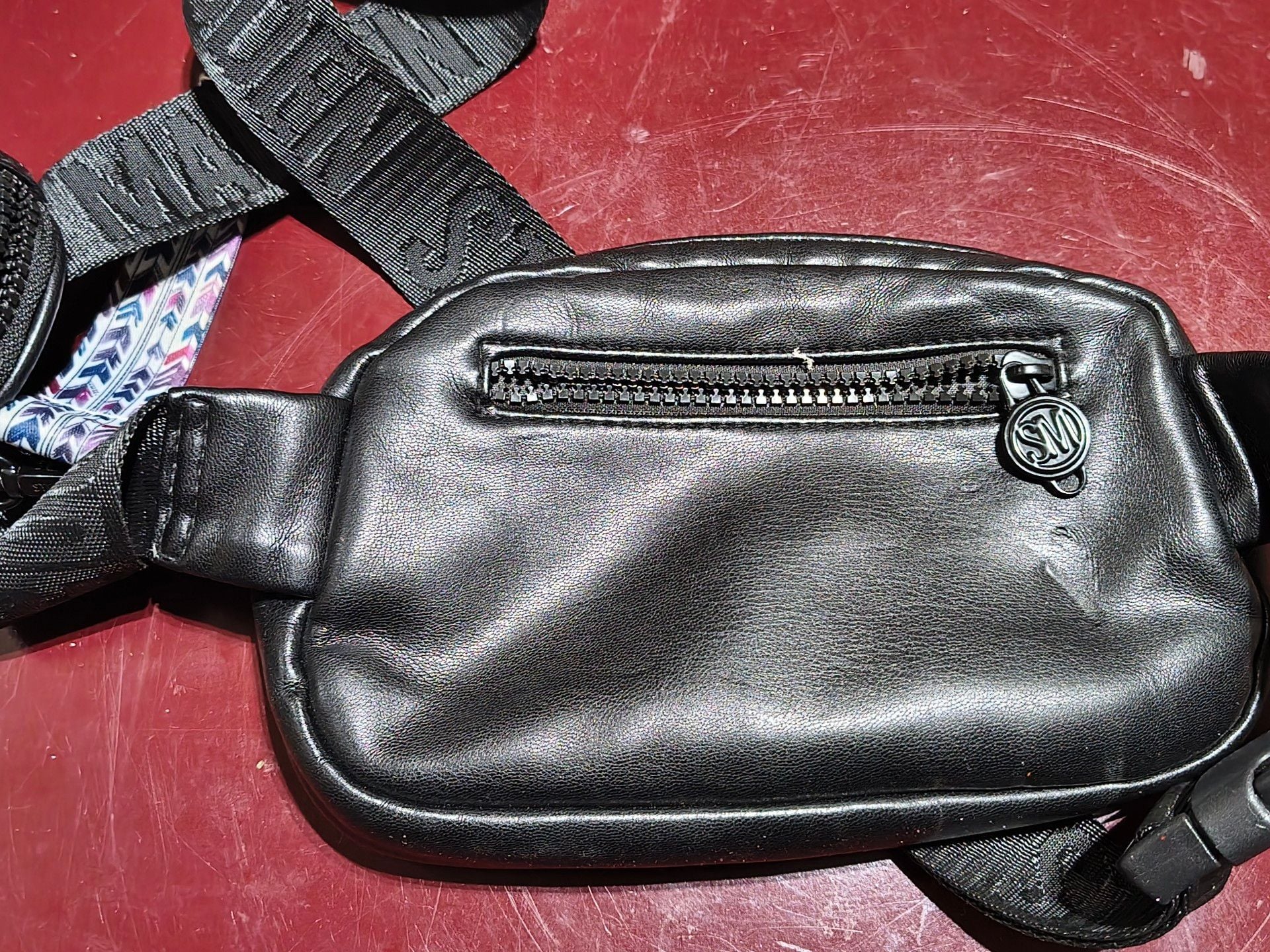 Steve Madden Black Faux Leather Belt Bag With Coin Pouch 6