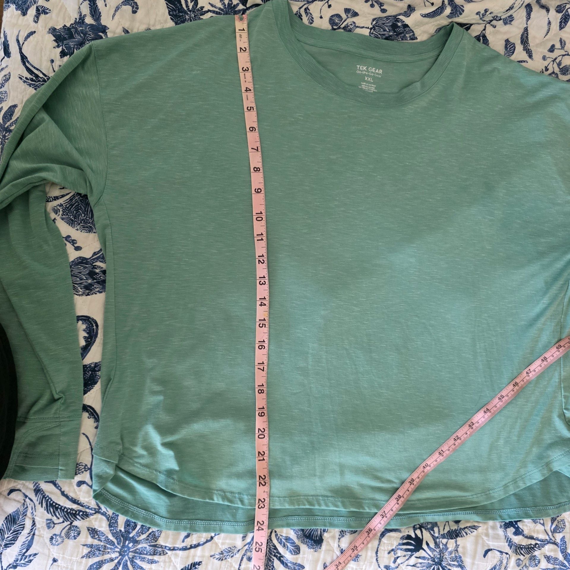 Tek Gear On-The-Go Heather Teal Crewneck Long Sleeve Top EUC Size XXL 7