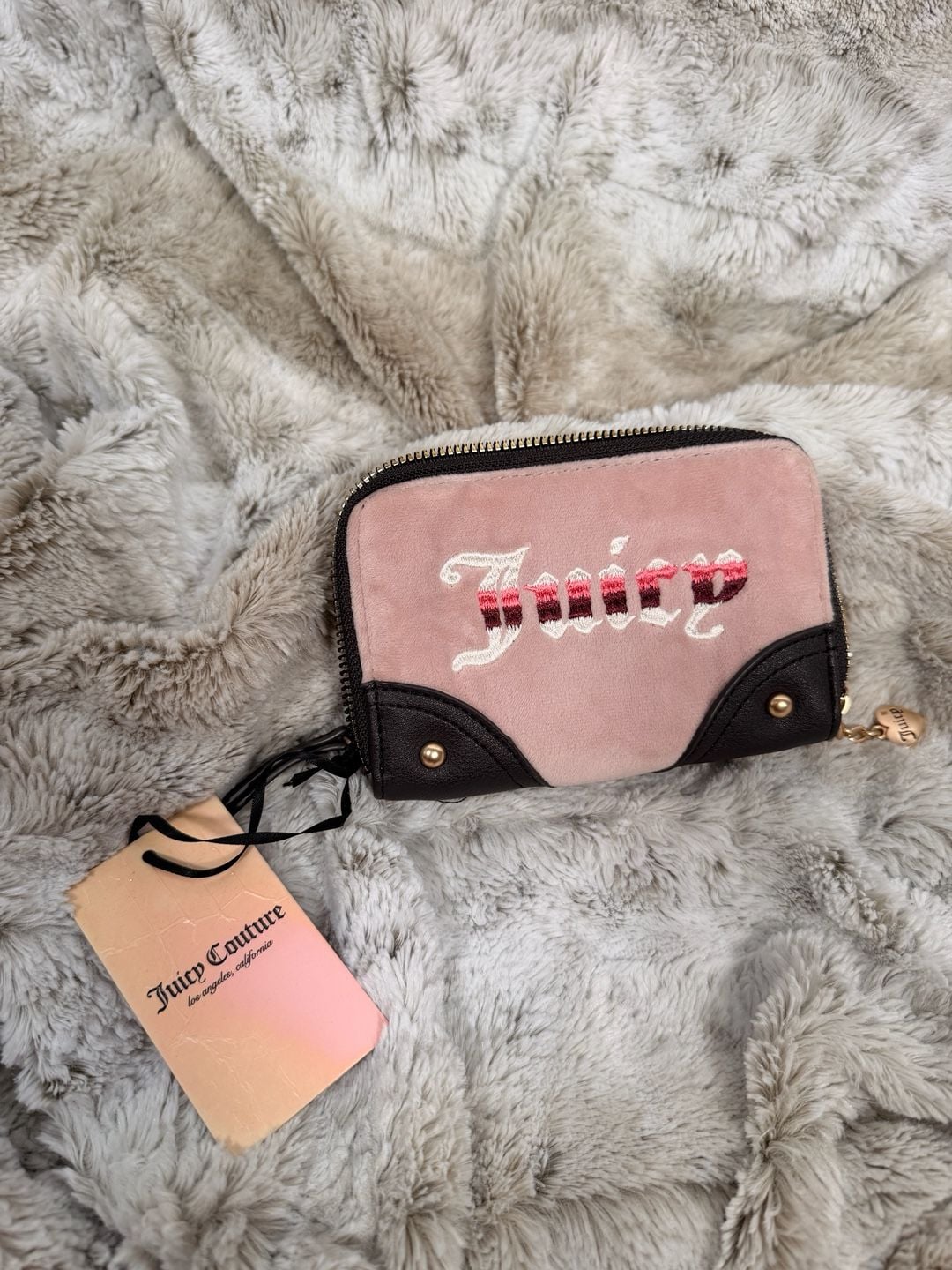 Juicy Couture Retro Vibe Medium Double Zip Around Wallet Pink Chocolate 2