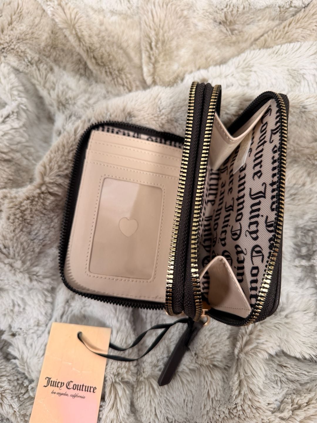 Juicy Couture Retro Vibe Medium Double Zip Around Wallet Pink Chocolate 5