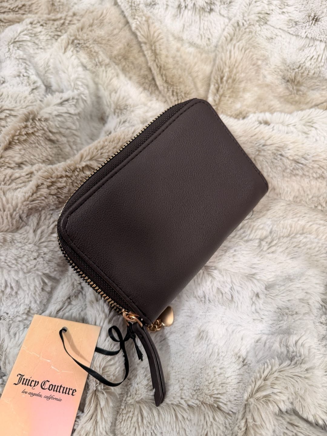 Juicy Couture Retro Vibe Medium Double Zip Around Wallet Pink Chocolate 6