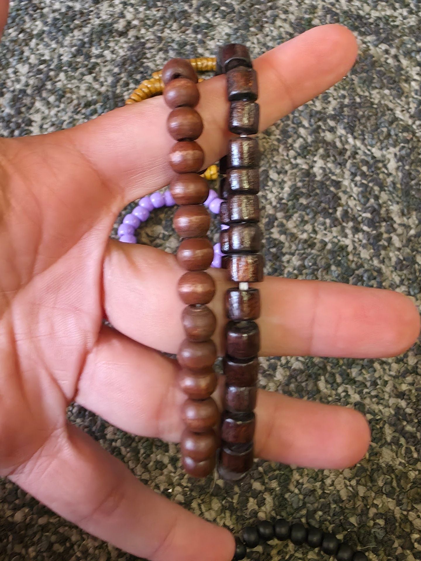 Beaded Bracelet Set Handcrafted Wood And Acrylic 3