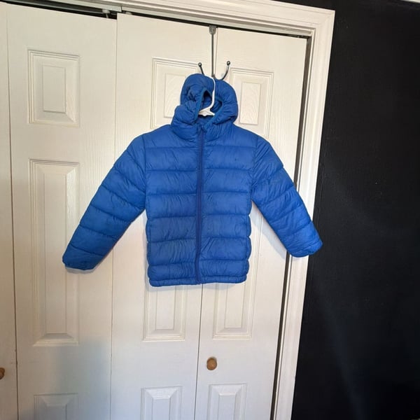 cecorc kids puffer jacket size (6-7) blue hooded winter coat