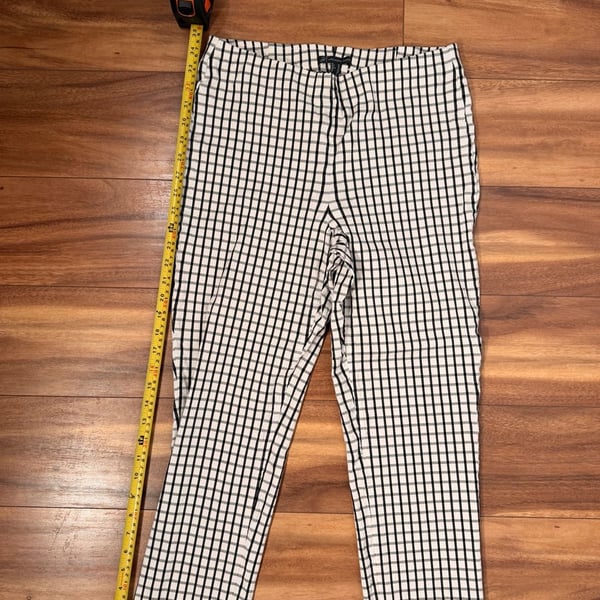 Adrianna Papell Pants Size 10 Black White Plaid Ankle Checkered