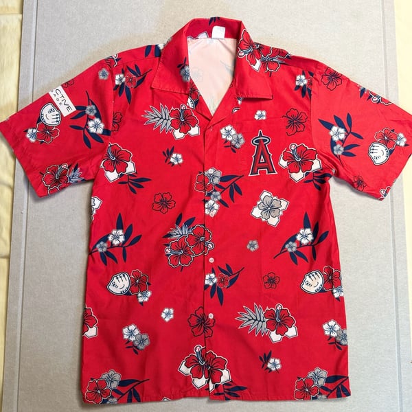 Sixth Man Promotions LA Angels Hawaiian Shirt Red Floral OSFM MLB