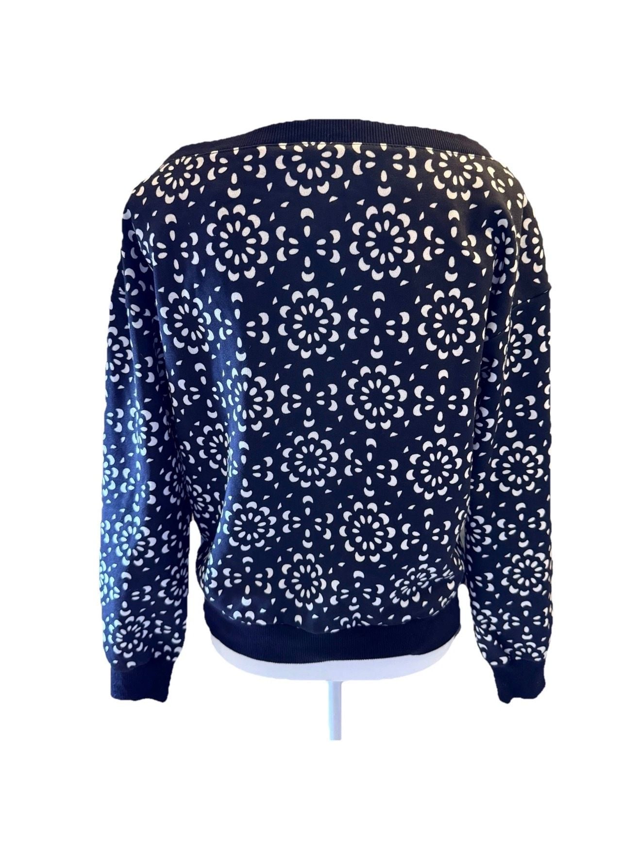 INC International Concepts Jil Flower Sweater Size Small Black White 3
