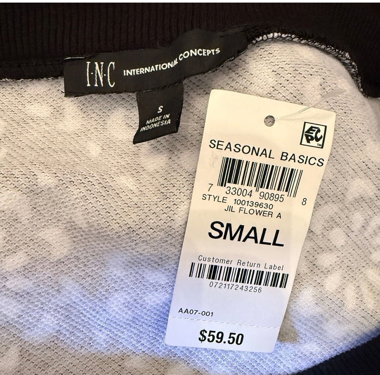 INC International Concepts Jil Flower Sweater Size Small Black White 6