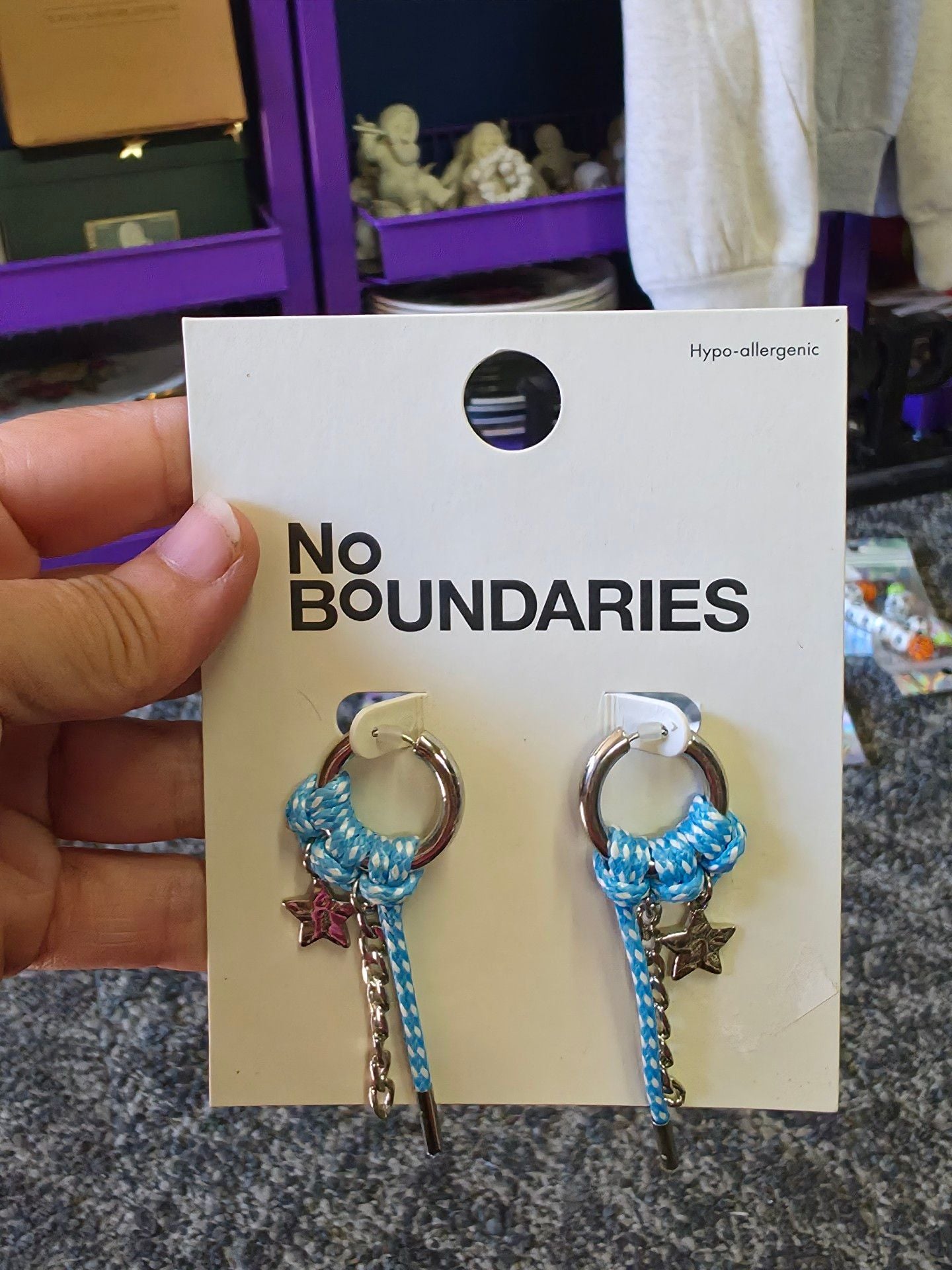No Boundaries Blue Paracord and Silver Star Earrings 7