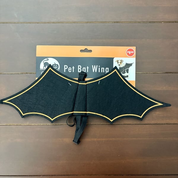 Creepy Spook Pet Bat Wing Halloween Costume Black Gold