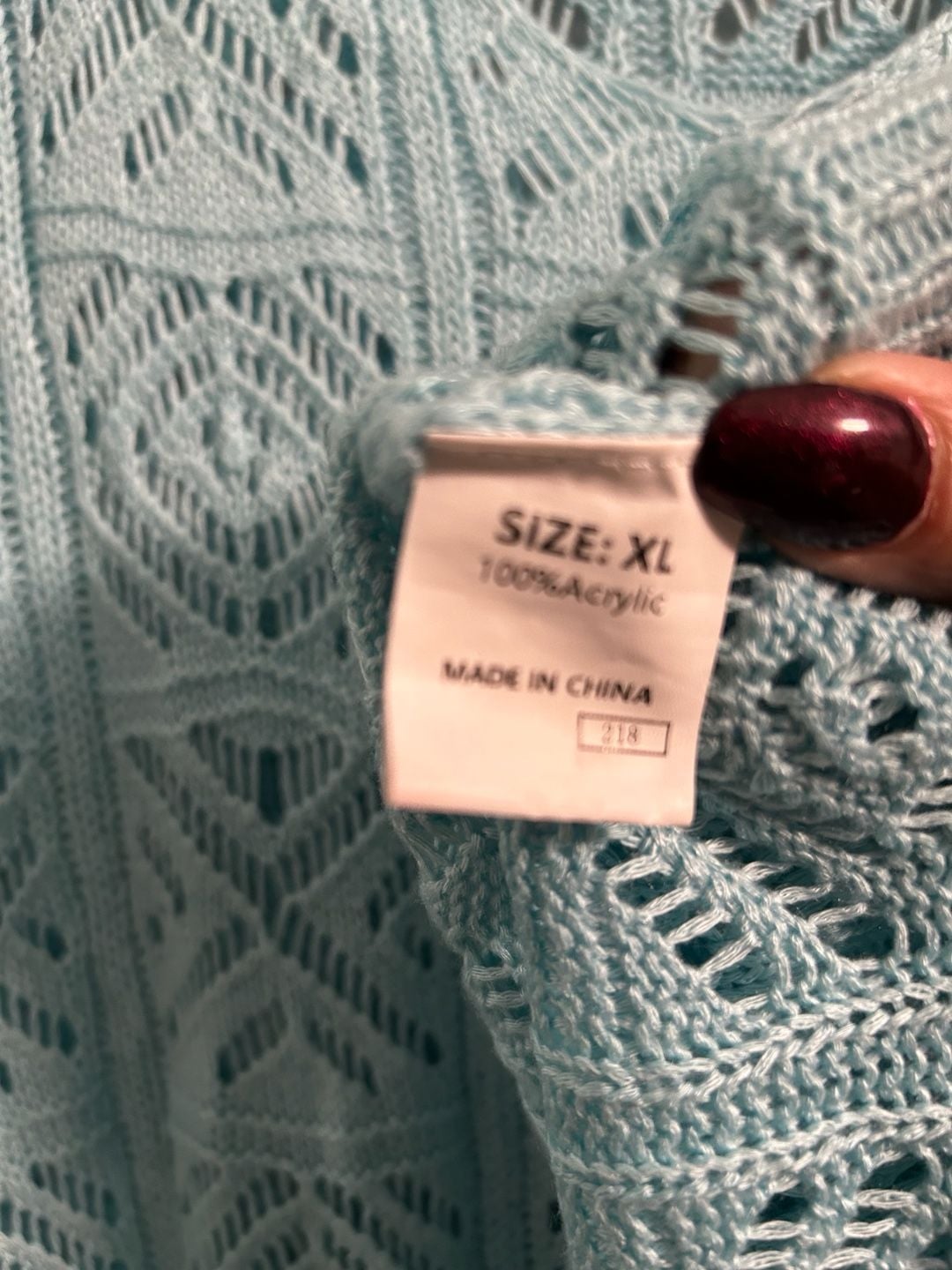 Dokotoo Crochet Sweater Size XL Light Blue Hollow Out 3/4 Sleeve Top 4