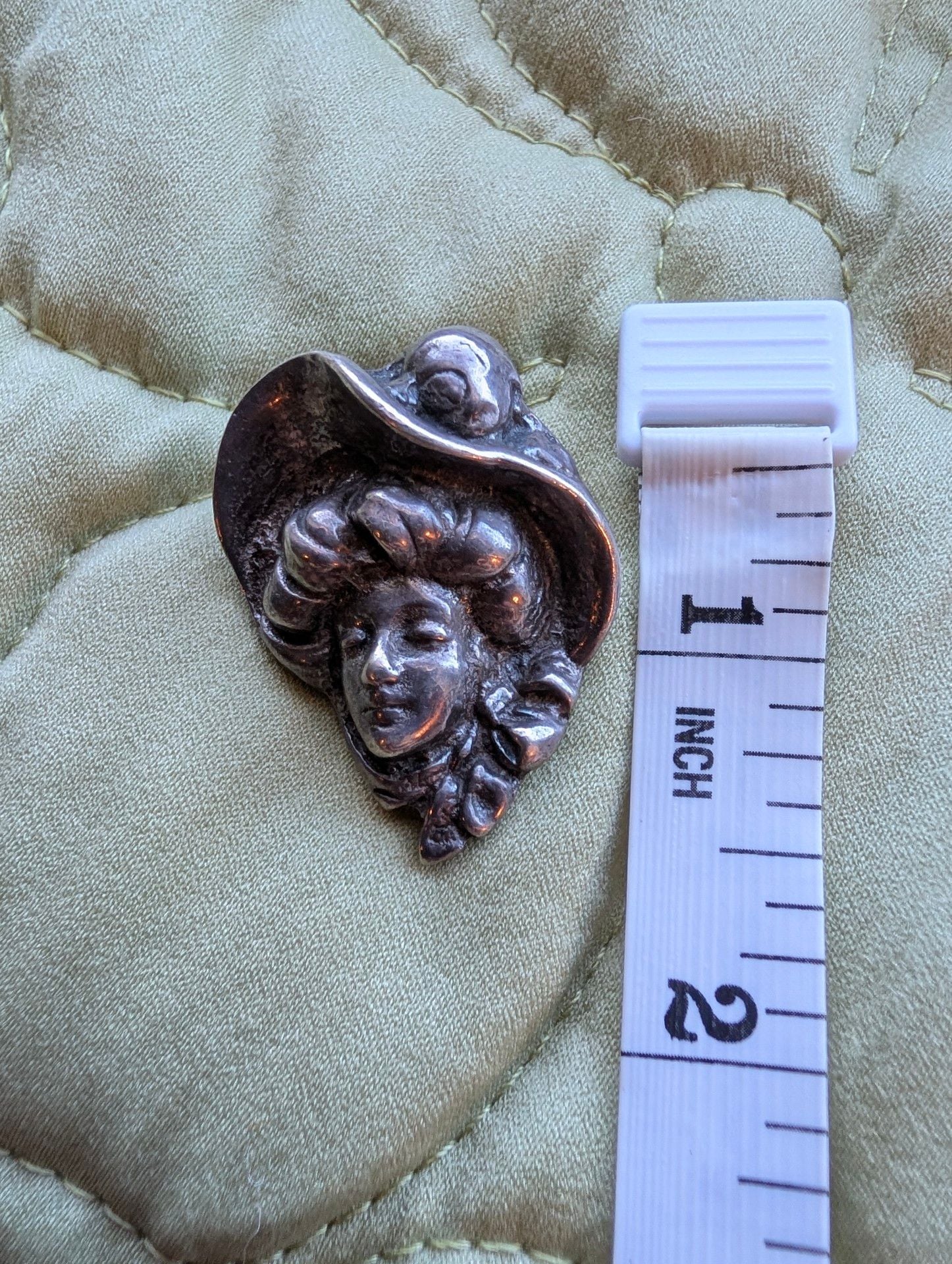 Art Nouveau Sterling Silver Gibson Girl Lady Face Hat Brooch Pin 4