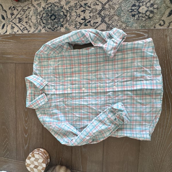 Southern Tide Plaid Button Down Shirt Size M (8-10) Blue Pink