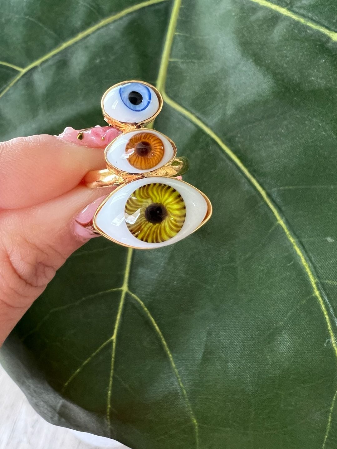 OJITO Multi Evil Eye Ring Gold Plated 2