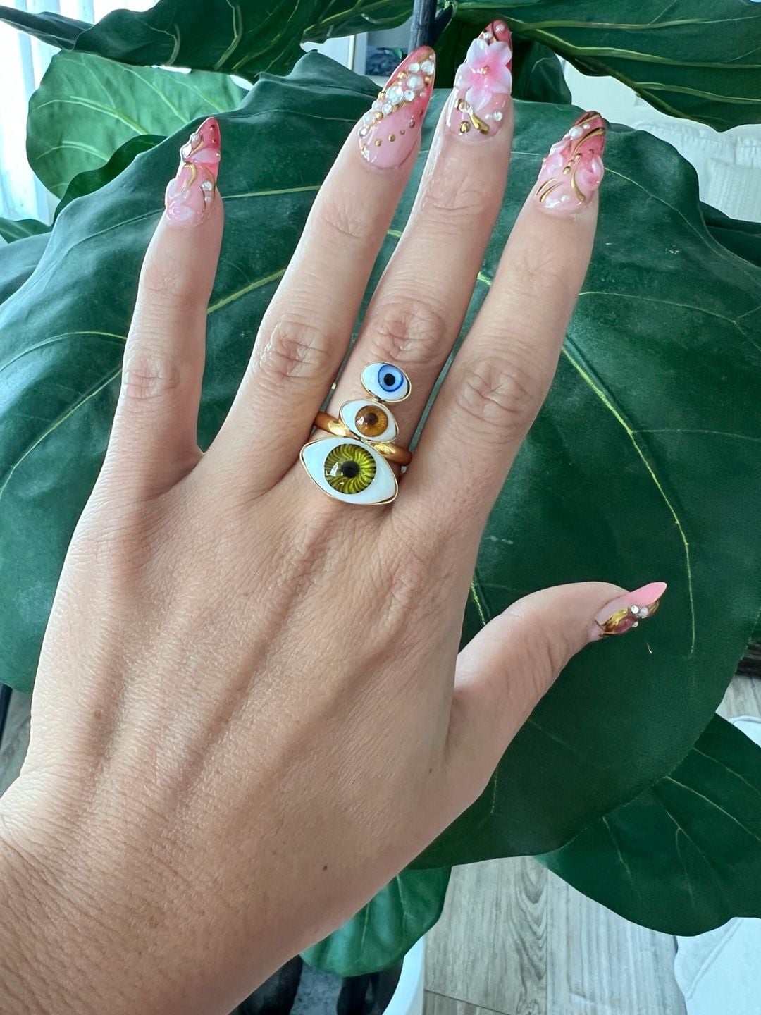 OJITO Multi Evil Eye Ring Gold Plated 3