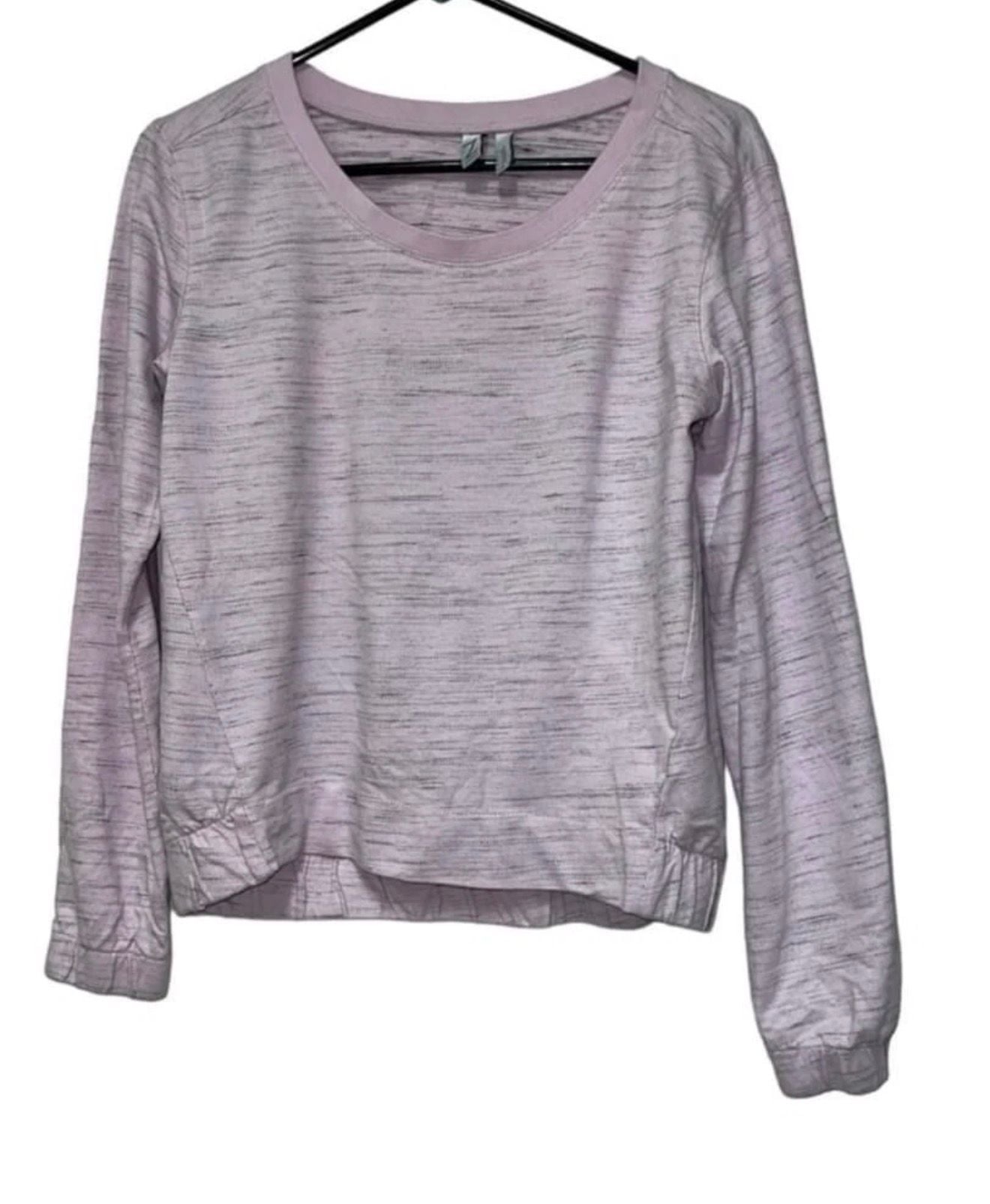 Zella Long Sleeve Pullover Sweatshirt Size S Pink Marled Textured 2