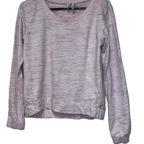 Zella Long Sleeve Pullover Sweatshirt Size S Pink Marled Textured