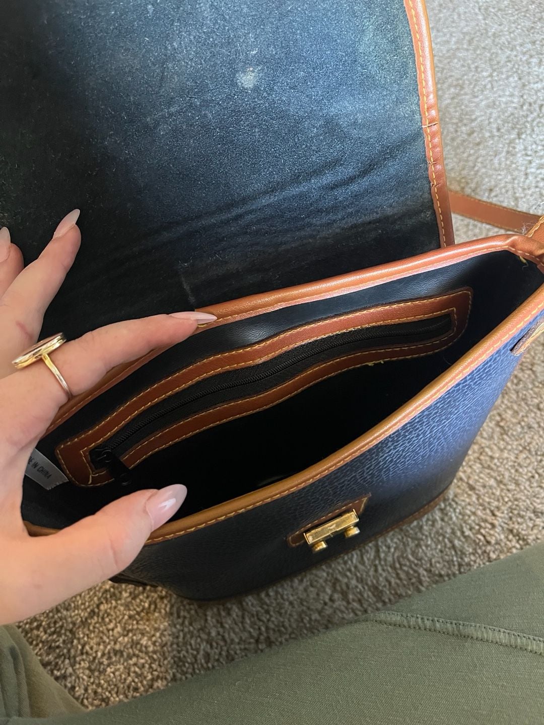 Dooney & Bourke Vintage All Weather Leather Binocular Bag Navy Blue Crossbody 5