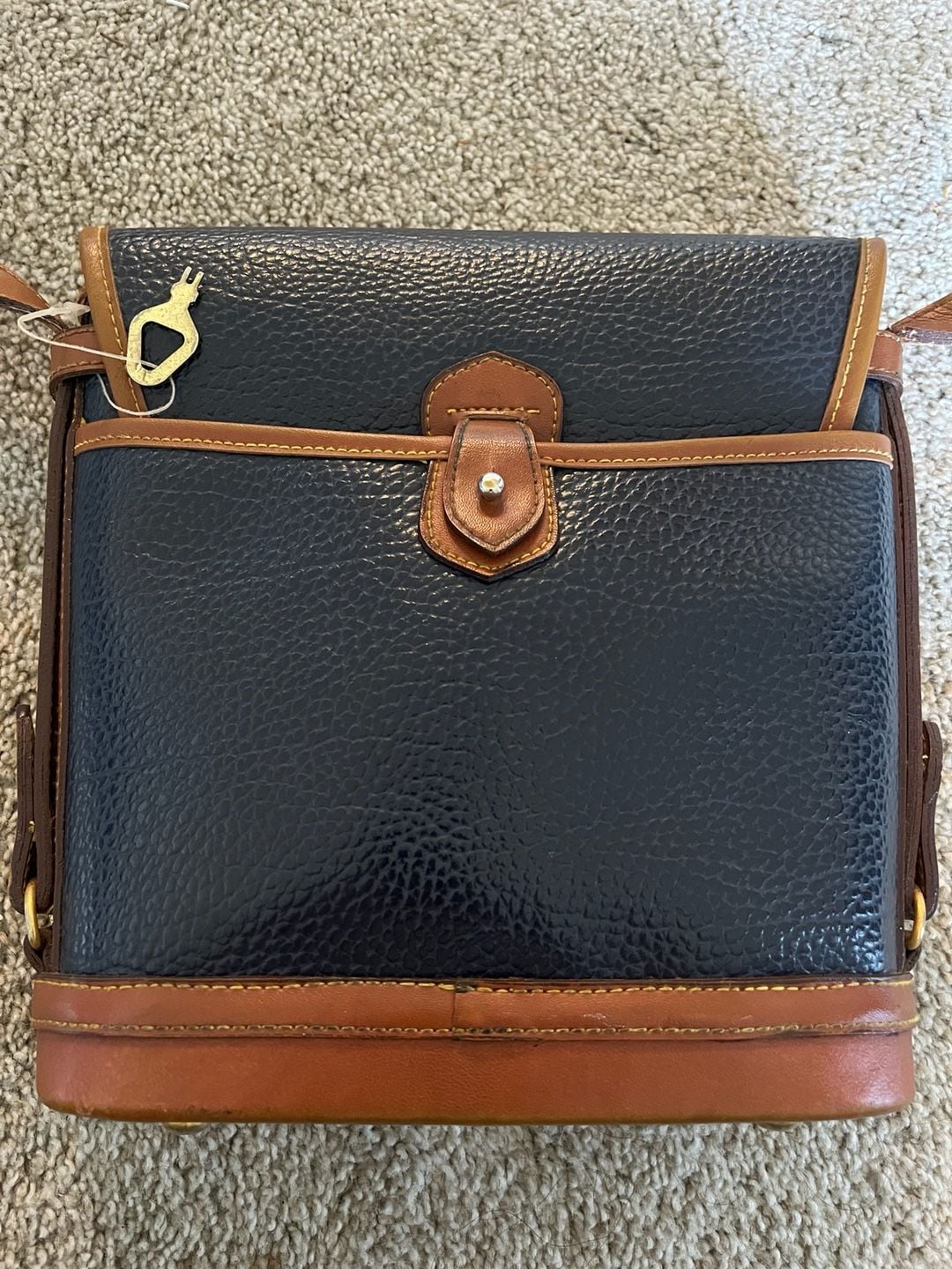 Dooney & Bourke Vintage All Weather Leather Binocular Bag Navy Blue Crossbody 7