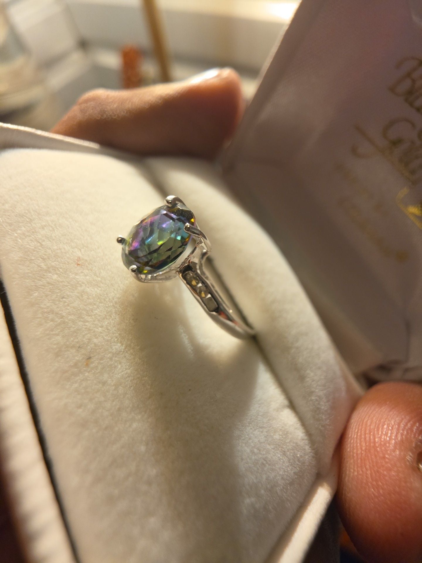 Coleman Black Hills Gold Mystic Topaz 10K White Gold Ring 6