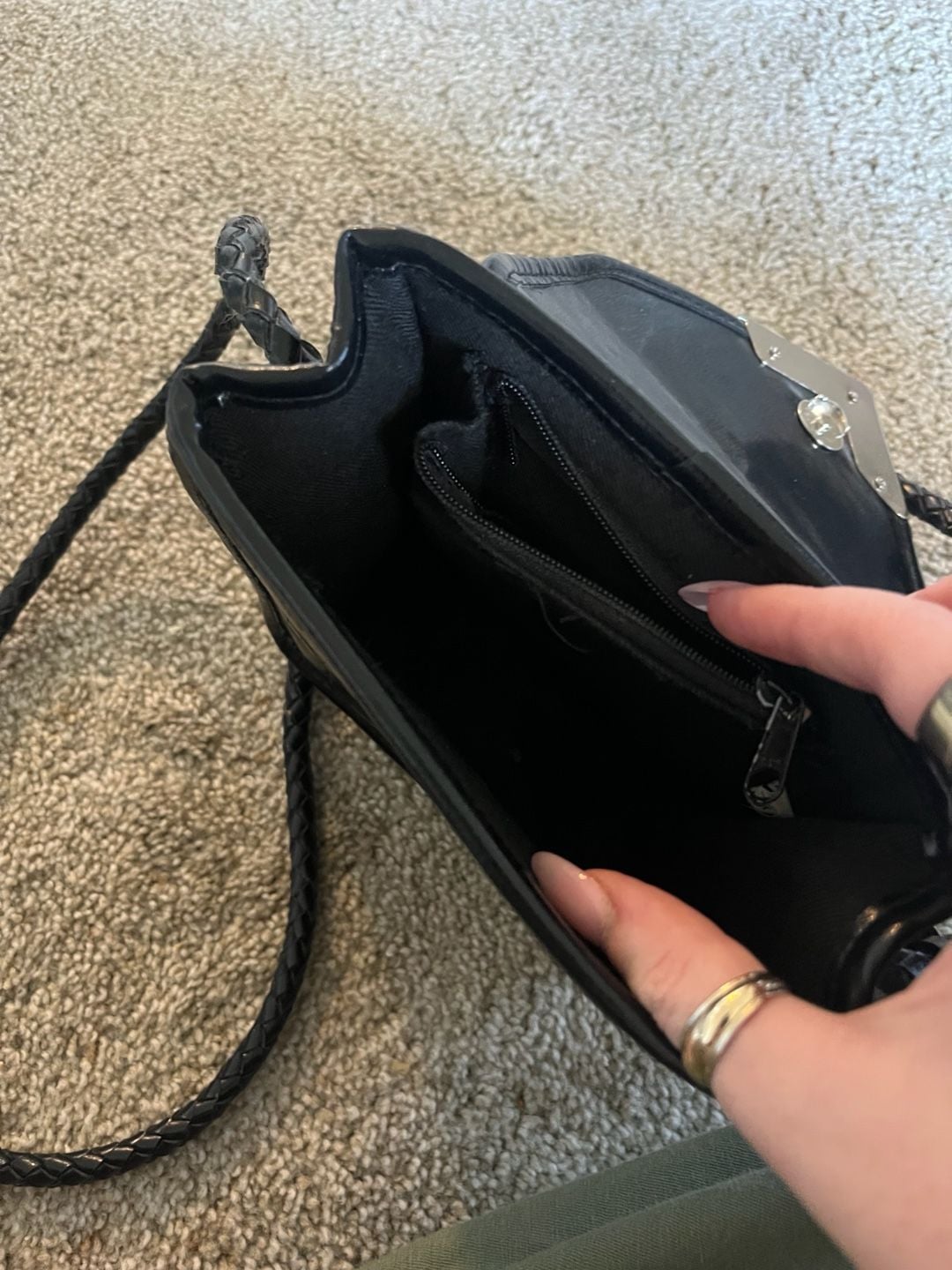 Brighton Black Leather Crossbody Bag Silver Heart Hardware 4
