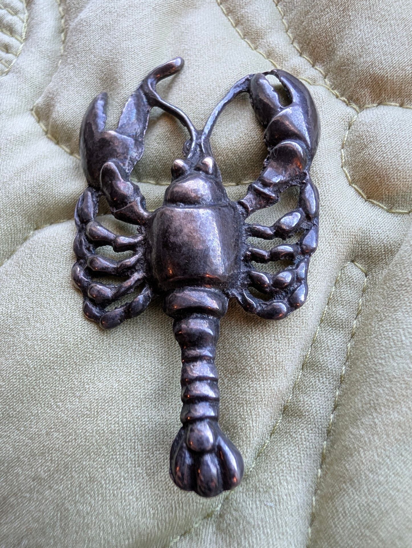 Vintage Sterling Silver Lobster Brooch Pin Figurine Crustacean 2