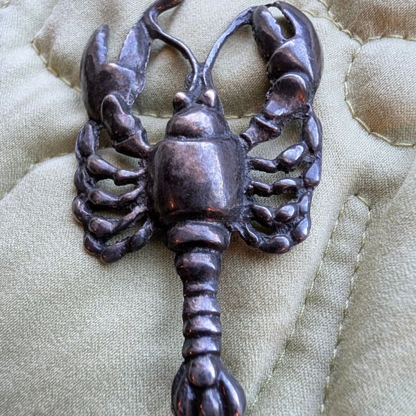 Vintage Sterling Silver Lobster Brooch Pin Figurine Crustacean