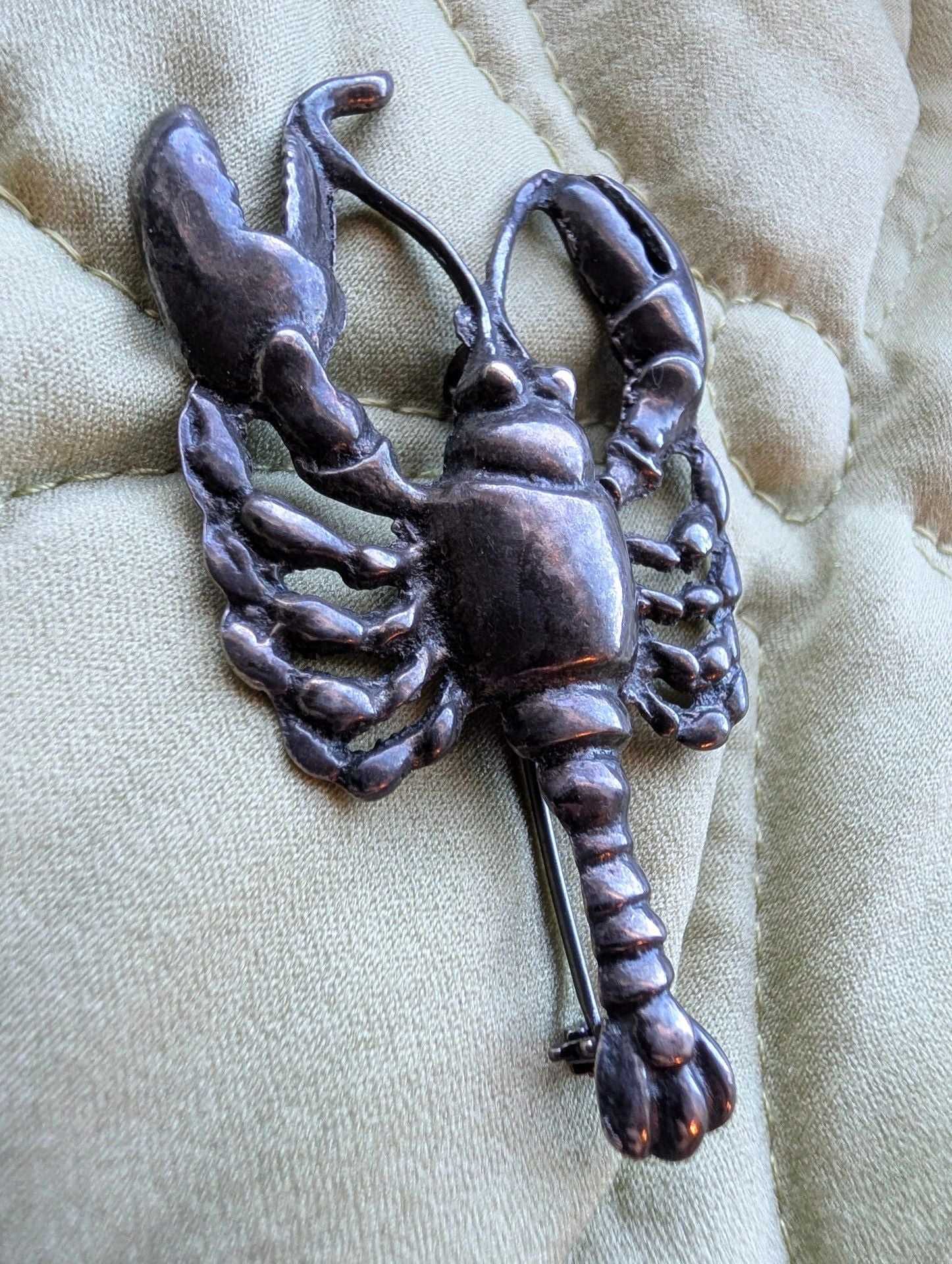 Vintage Sterling Silver Lobster Brooch Pin Figurine Crustacean 4