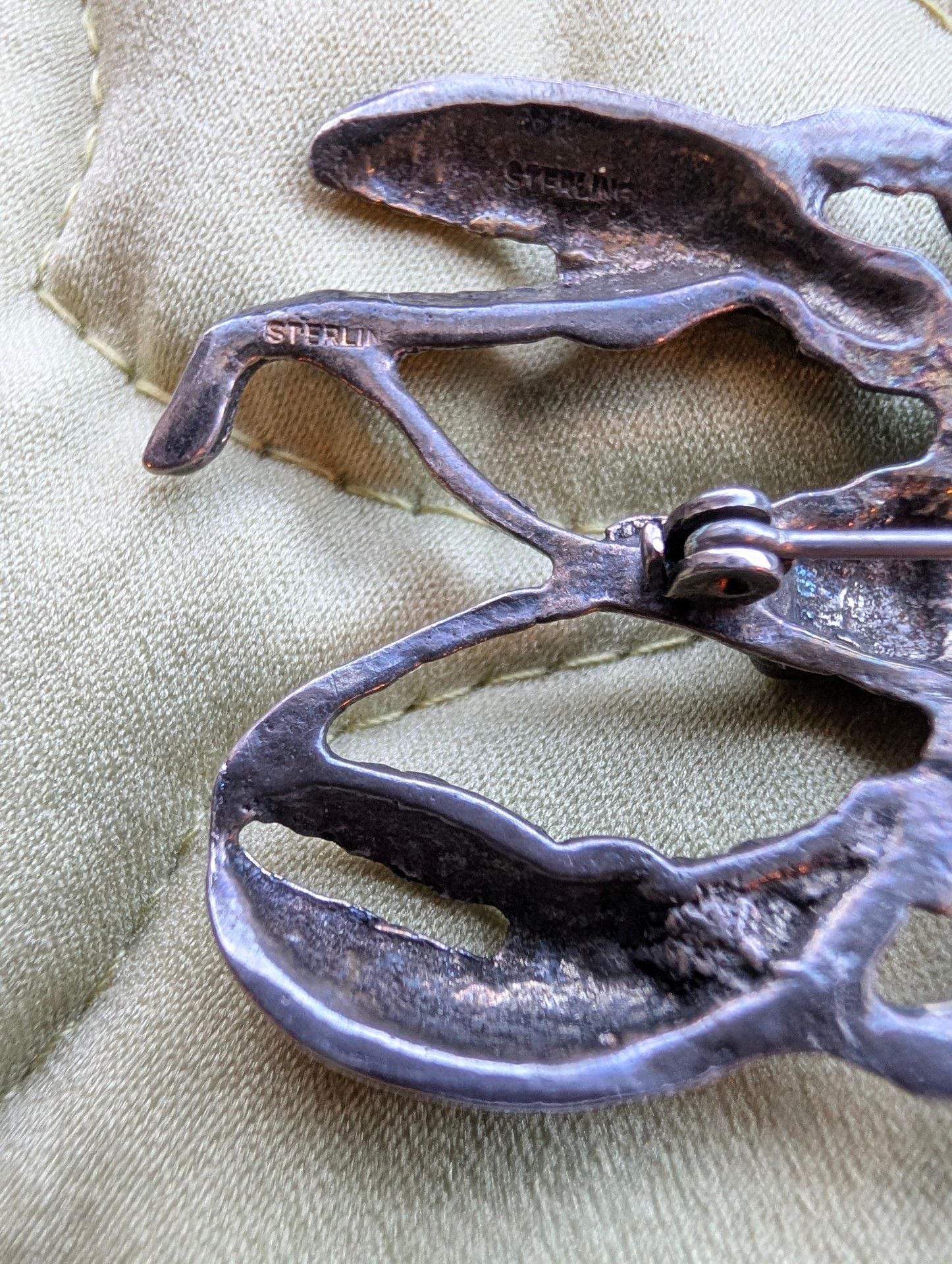 Vintage Sterling Silver Lobster Brooch Pin Figurine Crustacean 5
